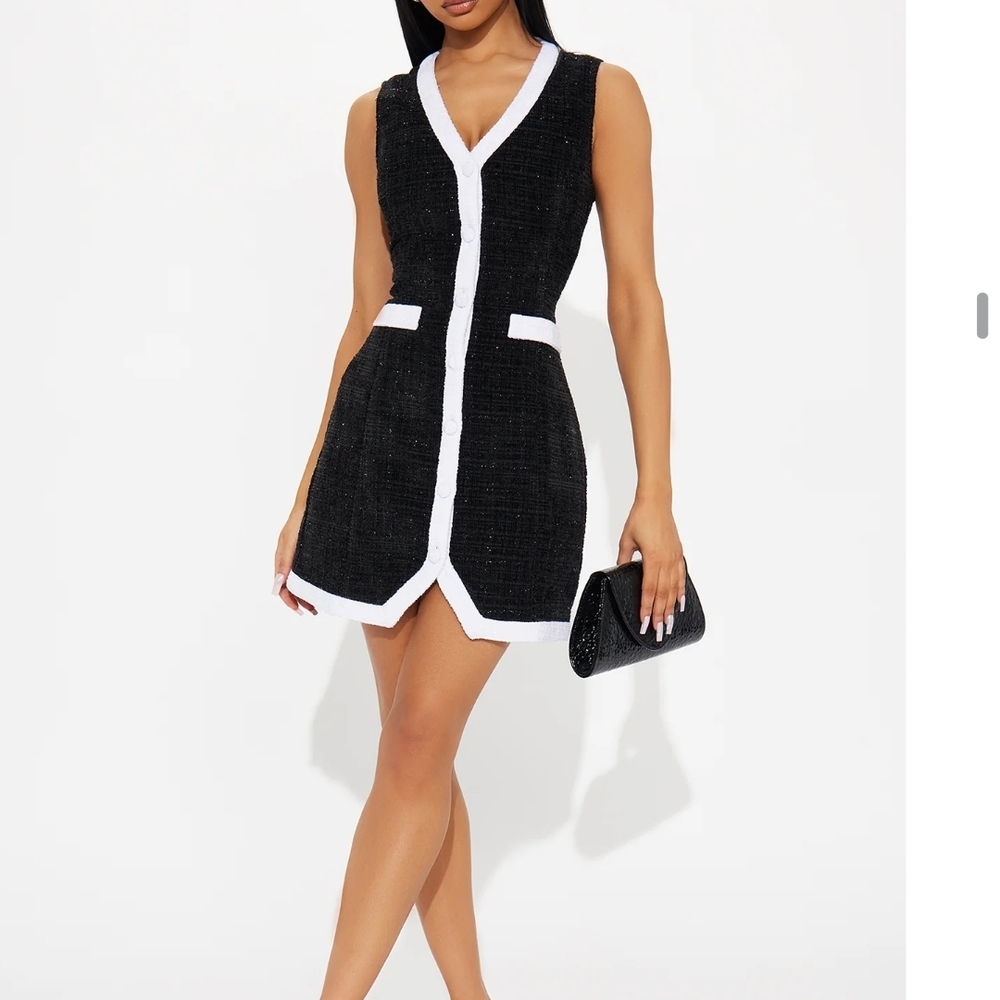 Alice Tweed Mini Dress - Black/White